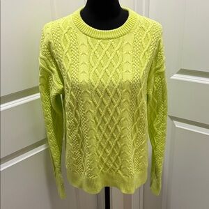 J. Crew Neon Yellow Cable-Knit Crewneck Sweater